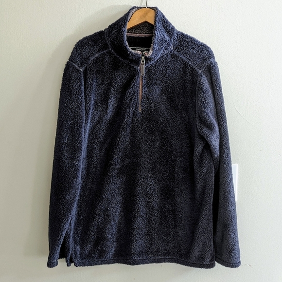 Trinity Plush Luxury Fleece Sweater, Slate Navy Blue, Mens Size Large - Picture 3 of 9